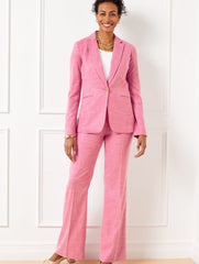 SOFT PINK MULTI SINGLE BUTTON TWILL BLAZER | Talbots near me
