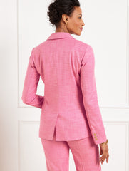 SOFT PINK MULTI SINGLE BUTTON TWILL BLAZER | Talbots near me
