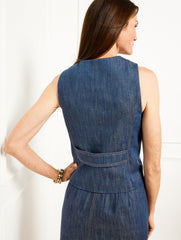 INDIA INK/WHITE REFINED DENIM VEST | Talbots for sale