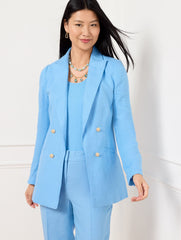 LAKESIDE BLUE NO CLOSE LINEN BLAZER | Talbots sale