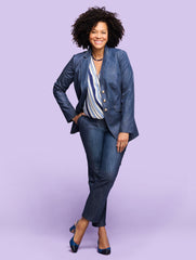 INDIA INK/WHITE REFINED DENIM SLIM LEG PANTS | Talbots online