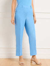 LAKESIDE BLUE STRAIGHT ANKLE LEG LINEN PANTS | Talbots outlet
