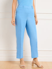 LAKESIDE BLUE STRAIGHT ANKLE LEG LINEN PANTS | Talbots outlet