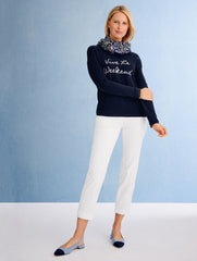 INDIGO/WHITE WEEKEND V-NECK PULLOVER | Talbots near me