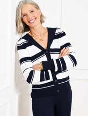 INDIGO/WHITE SAILOR COLLAR CARDIGAN - STRIPE | Talbots outlet