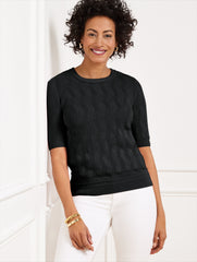 BLACK ELBOW SLEEVE PULLOVER | Talbots sale