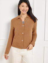 CAFE|RED PEPPER TEXTURED POLO CARDIGAN | Talbots sale