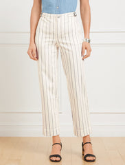 IVORY/GREY STRAIGHT ANKLE JEANS - HILLSIDE STRIPE | Talbots discount