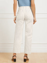IVORY/GREY STRAIGHT ANKLE JEANS - HILLSIDE STRIPE | Talbots discount