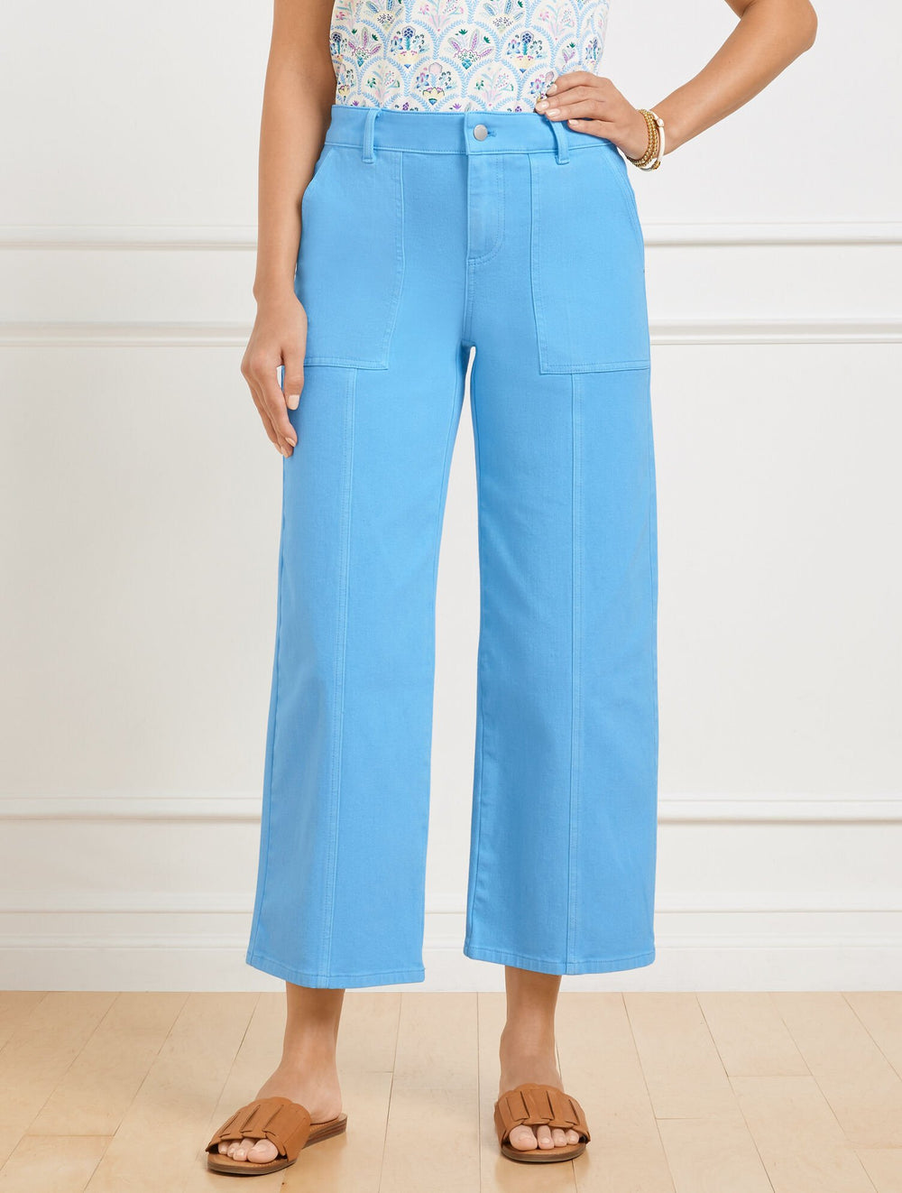 LAKESIDE BLUE|SPRING LILAC WIDE CROP JEANS | Talbots for sale