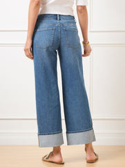 BOTANICA WASH WIDE STRAIGHT ANKLE EMBROIDERED CUFF JEANS - BOTANICA WASH | Talbots sale
