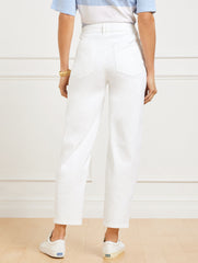 WHITE RELAXED TAPERED BARREL LEG JEANS - WHITE | Talbots near me