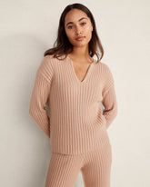 ADOBE COTTON CASHMERE RIB V-NECK SWEATER | Talbots discount