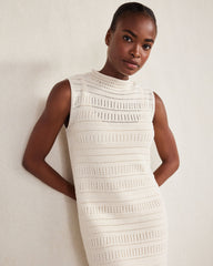 BIRCH ORGANIC COTTON OPEN STITCH FUNNEL NECK DRESS | Talbots near me