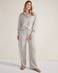 GREY MELANGE DRAPEY WOOL BUTTON DOWN TOP | Talbots online