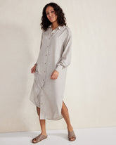 GREY MELANGE DRAPEY WOOL BUTTON DOWN DRESS | Talbots discount