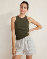 IVORY/OLIVE ORGANIC COTTON POPLIN SHORTS | Talbots on sale