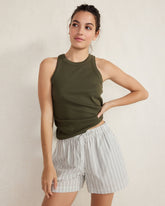 IVORY/OLIVE ORGANIC COTTON POPLIN SHORTS | Talbots online