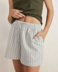 IVORY/OLIVE ORGANIC COTTON POPLIN SHORTS | Talbots on sale