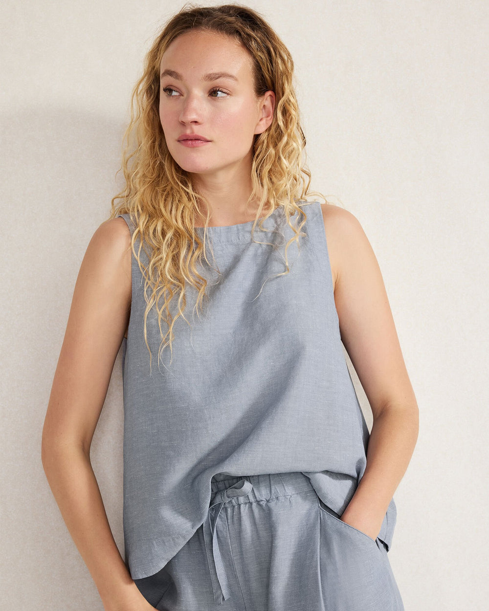 PORTABELLA|SEA CROSS DYE LINEN BLEND BATEAU NECK TOP | Talbots US