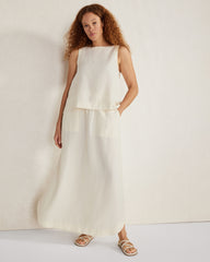 PORTABELLA|SEA CROSS DYE LINEN BLEND BATEAU NECK TOP | Talbots US