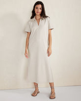 SHIITAKE ORGANIC COTTON INTERLOCK COLLARED MIDI DRESS | Talbots sale