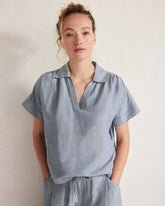 SEA CROSS DYE LINEN BLEND COLLARED SHIRT | Talbots discount