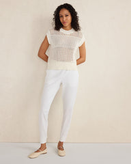 IVORY|WHITE ORGANIC COTTON INTERLOCK JOGGERS | Talbots discount