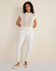 IVORY|WHITE ORGANIC COTTON INTERLOCK JOGGERS | Talbots near me