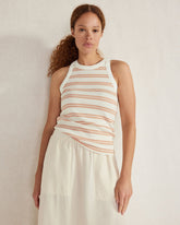 IVORY/ADOBE MULTI ORGANIC COTTON BOLD STRIPE RACERBACK TANK | Talbots for sale