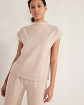 MUTED ADOBE HEATHER FLEECE FUNNEL NECK TOP | Talbots near me