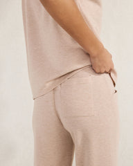 MUTED ADOBE HEATHER FLEECE PINTUCK CROPPED WIDE LEG PANTS | Talbots sale