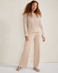 MOUSSE ORGANIC COTTON RIB KNIT WIDE LEG PANTS | Talbots discount
