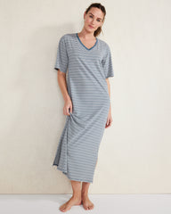 SEA MULTI ORGANIC COTTON JERSEY TONAL STRIPE SLEEP DRESS | Talbots discount