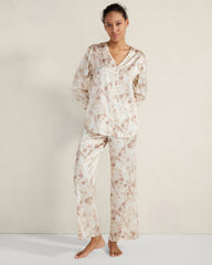 HAZE MULTI WASHABLE SILK V-NECK TRANQUIL FLORAL SLEEP TOP | Talbots discount