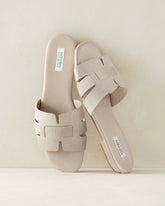 NATURAL LINEN THREADED CUT-OUT SLIDES | Talbots online