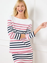 WHITE MULTI AUTHENTIC TALBOTS TEE - SOFIA STRIPE | Talbots near me