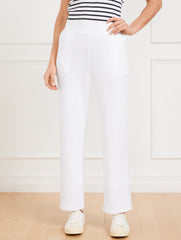INDIGO BLUE|WHITE STRAIGHT LEG SEASIDE FRENCH TERRY PANTS | Talbots online