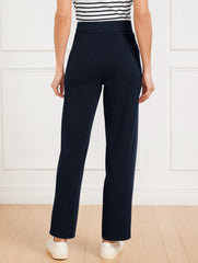 INDIGO BLUE|WHITE STRAIGHT LEG SEASIDE FRENCH TERRY PANTS | Talbots online