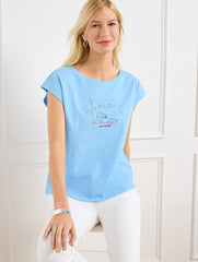 BLUEBELL BATEAU NECK TEE - ST. TROPEZ | Talbots US