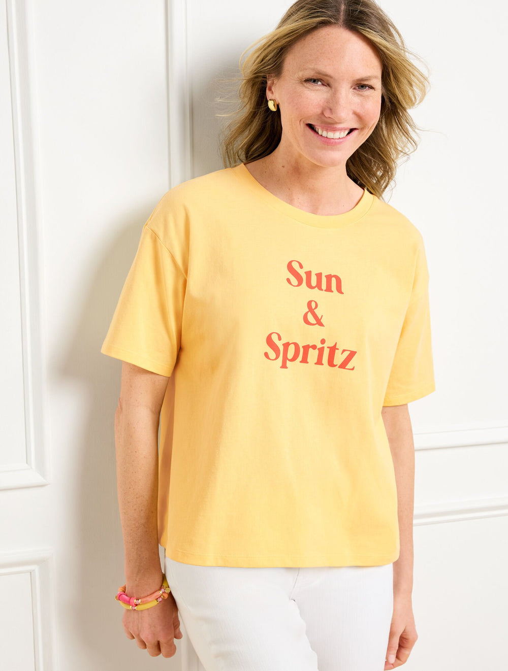 CORNSILK BOXY CREWNECK TEE - SUN SPRITZ | Talbots sale