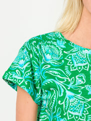 CORN SILK MULTI SMOCKED SHOULDER CREWNECK TEE - JACOBEAN FANTASIA | Talbots for sale