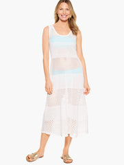 WHITE AQUA CLUB OPEN STITCH MIDI COVER-UP | Talbots sale