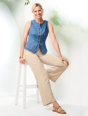 DEEP SEA BLUE|HOT CORAL|SOFT SAND|SPRING MOSS FLOWY WIDE ANKLE PANTS | Talbots discount