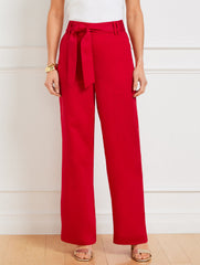 BLACK|RED POP WIDE LEG PULL-ON PANTS | Talbots discount