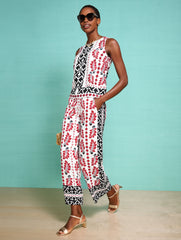 WHITE/BLACK MULTI WIDE CROP PULL-ON PANTS - GEOMETRIC PALM | Talbots sale