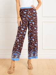 DARK WALNUT MULTI WIDE CROP PULL-ON PANTS - SPLENDID SWIRLS | Talbots discount