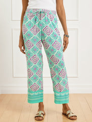 VILLA BLUE/VIOLET SUNSET STRAIGHT ANKLE PULL-ON PANTS - MONACO TILES | Talbots online