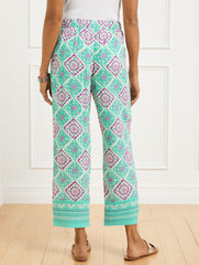 VILLA BLUE/VIOLET SUNSET STRAIGHT ANKLE PULL-ON PANTS - MONACO TILES | Talbots online