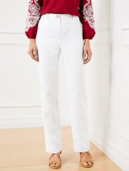 WHITE TALBOTS SOUTHAMPTON STRAIGHT LEG LINEN PANTS | Talbots sale